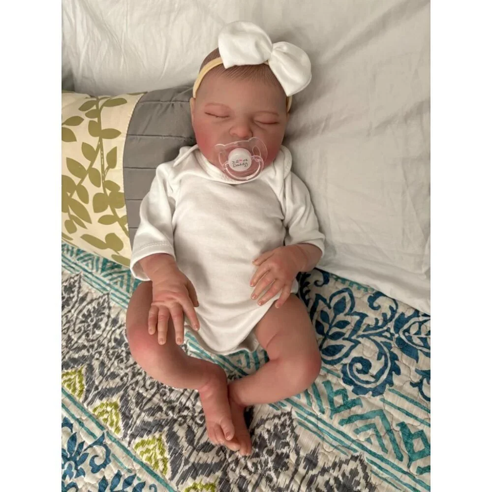 🆕20inch Soft Cloth Body Newborn Baby Doll Moonbeam Ribbon Angel Sleeping Girl